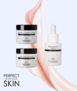 صورة تُظهر المجموعة كحل شامل يساهم في التخلص من حب الشباب، وتوضح تأثيرها في تنقية وتلطيف البشرة