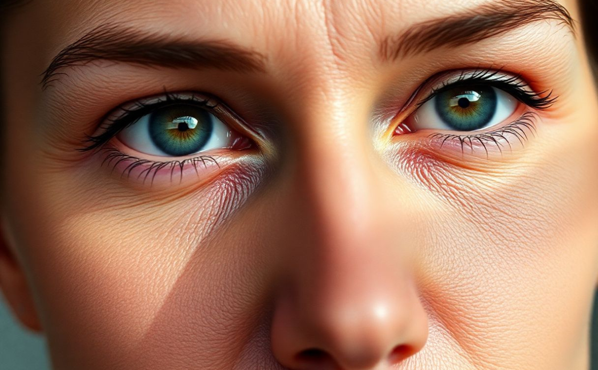 صورة توضيحية لعينين بدون هالات سوداء أو تجاعيد، تُظهر جمال وإشراقة العيون بعد العناية، مع إشارة لمنتجات إيفرلاين سبا في السعودية والخليج العربي.